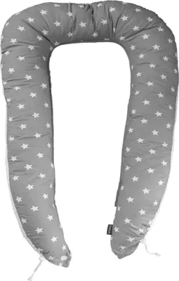 Produktbild von Puckdaddy Babynest Linnea 105x60cm mit Sterne Punkte Muster in Weiß Grau und Reißverschluss