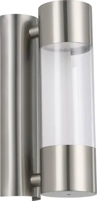 Produktbild von EGLO LED Außen-Wandlampe Robledo, 2 flammige Außenleuchte, Wandleuchte aus Edelstahl und Kunststoff, Farbe: Silber, IP44