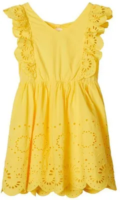 Produktbild von Name It Mädchen Kleid mit Loch-Stickmuster gelb 140