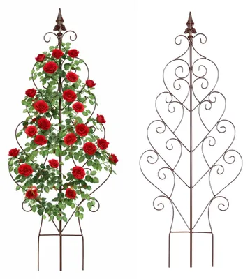 Produktbild von Rosenrankgitter aus Metall mit Herz- und Lilienornamenten