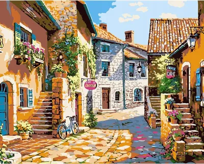 Produktbild von Malen nach Zahlen: Italienische Gasse, 50x40 cm, mit Rahmen, kreatives Motiv