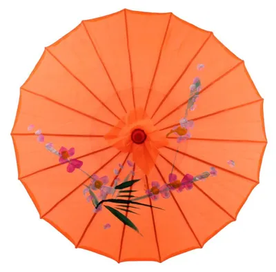 Produktbild von Deko Schirm klein 055b aus Kunstfaser wasserfest orange Bambus Ø55 cm
