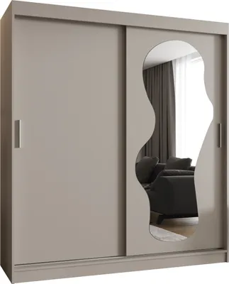 Produktbild von MEBLE KRYSPOL ULTRA 180 Kleiderschrank mit zwei Schiebetüren für Schlafzimmer – moderner Aufbewahrungsschrank mit Kleiderstange und Regalen – 180x200x62cm - Kaschmir