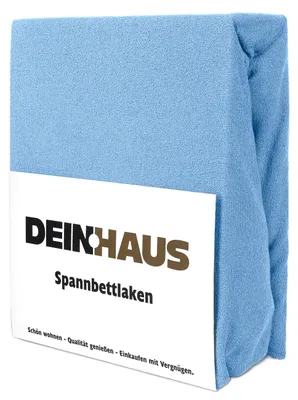 Produktbild von Spannbettlaken Frottee Baumwolle, hautfreundlicher Stoff, Bettlaken mit Gummizug Himmelblau 90 x 200 cm