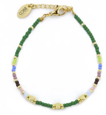 Produktbild von CO88 Collection 8CB-91144 Perlenarmband mit Miyuki-Perlen – Grün und mehrfarbig – 16+3 cm – goldfarbener Verschluss