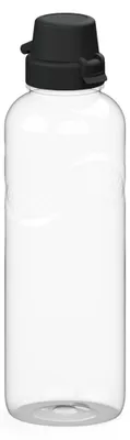 Produktbild von Trinkflasche Carve "School" 1 L - Auslaufsicher und sichere Griffmulden - Flasche für Kinder, Schule und Sport - transparent/schwarz