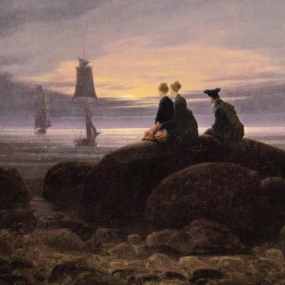 Produktbild von Caspar David Friedrich Kunstdruck Bild - Mondaufgang Am Meer, 1822, Detail (70 x 70 cm)