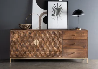 Produktbild von Sideboard 180x77cm "Assuan"' Mango & Metall goldfarbig WZ-0462