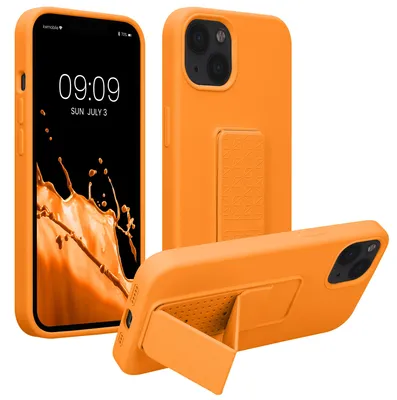 Produktbild von kwmobile Handyhülle für Apple iPhone 13 Hülle - TPU Silikon Case mit Fingerhalter und Stand - Schutzhülle Cover in Fruity Orange