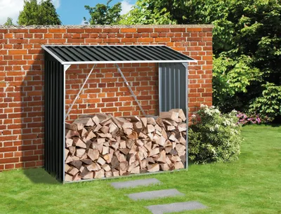 Produktbild von Duramax Metall Kaminholzregal  mit Dach / Holzlager / Kaminholzunterstand Maße H. 162 x B. 182 x T. 74 cm