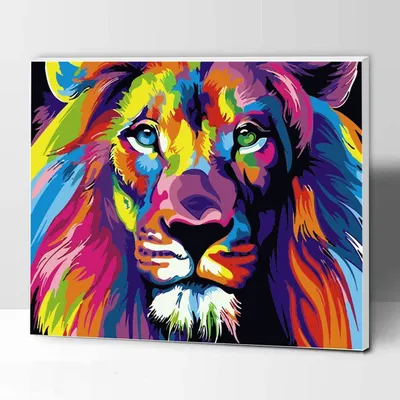 Immagine prodotto di Kit per dipingere per numeri con cornice, leone colorato, 30,5 x 40,6 cm