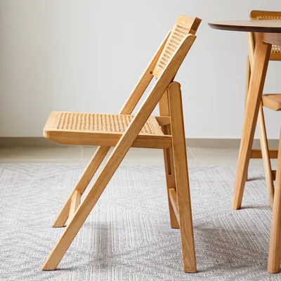 Obrázok produktu pre LIM HOME | Trend interiéru jedálenského stolička skladacieho stolička z dreva a vienenského pletiva| 2 kusová sada