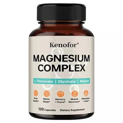 Image de Magnesium Complex (120 capsules) Complément alimentaire, cerveau, mémoire, concentration, santé du cerveau, sommeil, repos, muscles, relaxation