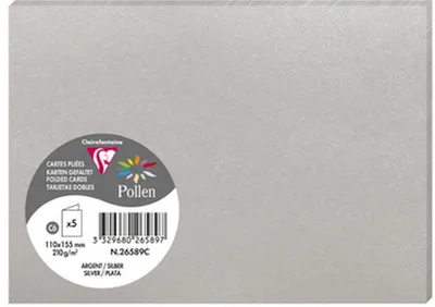 Produktbild von Clairefontaine 5 D-Karten Pollen 110x155 silber