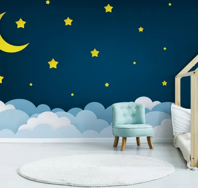 Produktbild von Muralo XXL Vlies FOTOTAPETE Himmel Mond Sterne Nacht Dekor (B) 135 cm x (H) 90 cm Tapete Wandtapete WOHNZIMMER SCHLAFZIMMER 4875