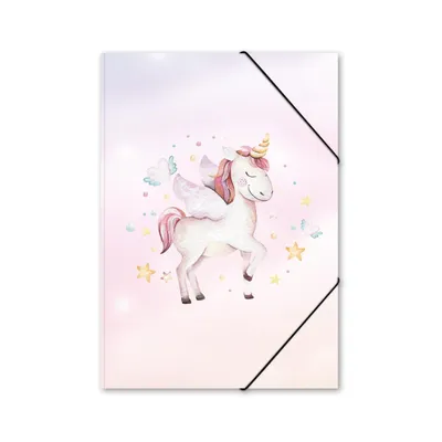 Produktbild von itenga Gummizugmappe Zeichenmappe A4 Motiv Einhorn Wasserfarben