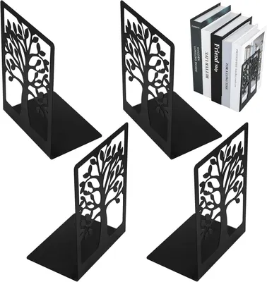 Produktbild von schwarze Buchstützen aus Metall, 12 × 17,5 × 8,5 cm, rutschfest, für Kinder, Büro, Schule und Zuhause