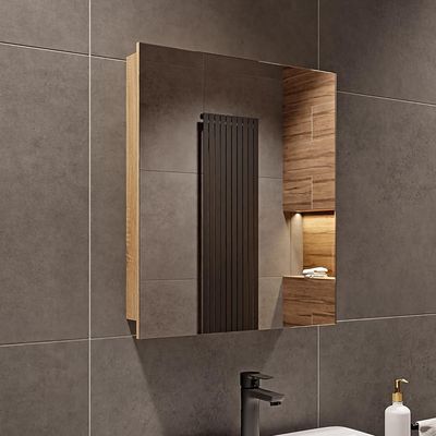 Szafka Sonoma Mat Wisząca Łazienkowa z Lustrem - 50x60x14 cm - Funkcja cichego domykania - Szafka ścienna do łazienki - Szafka ścienna z 3 półkami