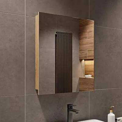 Produktbild von Spiegelschrank Bad Sonoma Matt - 50x60x14 cm - Soft-Close-Funktion - Hängeschrank Badezimmer - Badezimmerschrank Hängend