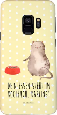 Produktbild von Mr. & Mrs. Panda Samsung Galaxy S9 Handyhülle Katze Fressen - Gelb Pastell - Geschenk, Hülle, Smartphone, Cover, Handy Schutzhülle