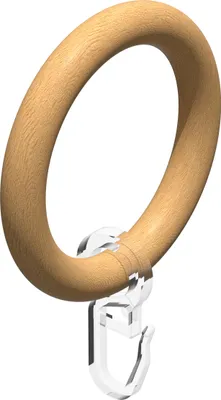 Produktbild von Interdeco Gardinenringe / Rundringe mit Faltenhaken für Gardinenstangen mit 28 mm Ø Buche lackiert, Pack. 10 Stück