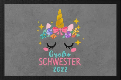 Produktbild von Große Schwester 2022 Fußmatte Einhorn Schwangerschaft Verkündung Geburt Big Sister Süßes Geschenk