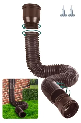 Produktbild von Flexible Fallrohr Verlängerung braun, Regenrohr Schlauch 80/100 mm mit Adaptern