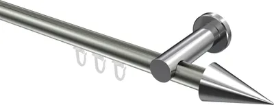 Produktbild von Interdeco Innenlaufstange / Gardinenstange mit Innenlauf Edelstahl-Optik / Chrom, Typ Platon Savio (Kegel), 20 mm Ø 1-läufig, 400 cm