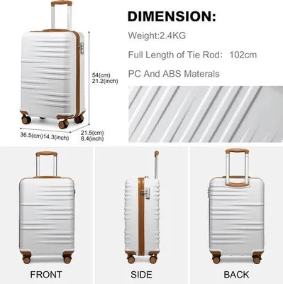 Immagine prodotto di Trolley da viaggio leggero in ABS e PC, 54 cm, 34 litri, 4 ruote
