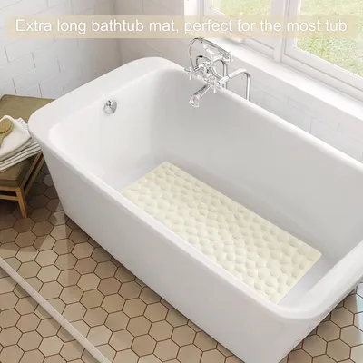 Produktbild von Duschmatte Badewannenmatte rutschfest, Antirutschmatte für Badewanne, Badematte 100% BPA-frei, schimmelresistent & maschinenwaschbar, [80x40]cm, Beige