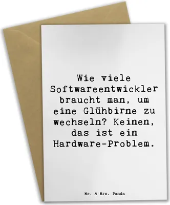 Produktbild von Mr. & Mrs. Panda Grußkarte Spruch Softwareentwickler Glühbirne - Weiß - Geschenk, osterkarten, Programmierer, Klappkarte, Problem, Berufsgestaltung, Softwareentwicklung