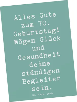 Produktbild von Mr. & Mrs. Panda Postkarte Spruch 70. Geburtstag Glück und Gesundheit - Meeresbrise - Geschenk, Jubiläum, Erinnerungen, Fotokarte, Ansichtskarten, Alter, Grußkarte