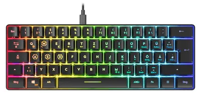 Obrázek produktu pro SPEEDLINK SL-670014-BK, 60%, Kabelový a bezdrátový, Bezdrátové RF + USB, QWERTZ, RGB LED, Černá