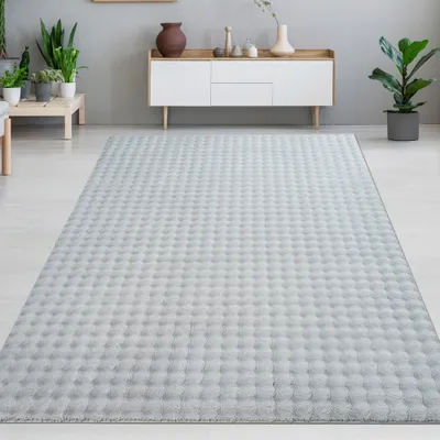Produktbild von Schlafzimmerteppich Wohnzimmerteppich weich kuschelig allergikerfreundlich mittelflor in grau Größe - 80 x 300 cm