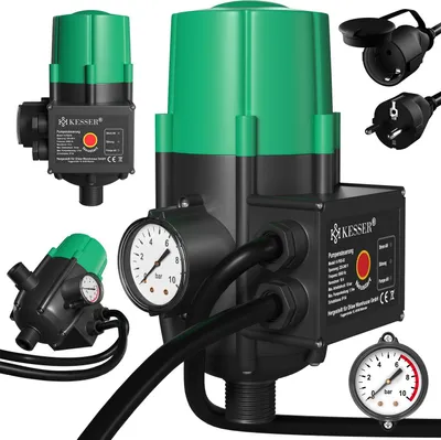 Produktbild von KESSER® Pumpensteuerung mit Baranzeige mit Kabel 10 bar Druckwächter elektrisch Druckschalter überwacht den Wasserdruck - automatisches Ein- und Ausschalten