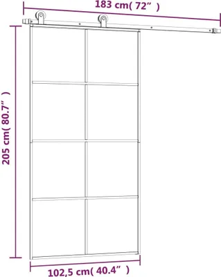 Image de vidaXL Porte coulissante avec ferrure 102,5x205 cm Verre ESG & aluminium