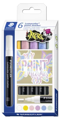 Produktbild von STAEDTLER Lumocolor 349 Acryl-Marker mit Rundspitze Etui mit 6 Farben