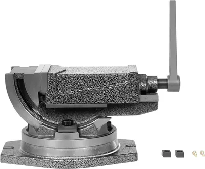 Produktbild von Neigbarer Schraubstock - Präzisions-Winkelschraubstock 10 cm - 0–90° neigbar - 360° Drehteller - 19 kN Spannkraft - Gusseisen - manuell