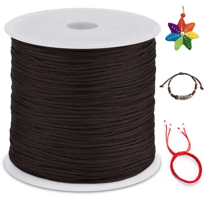 Produktbild von Nylonfaden, 0,8 mm x 100 m, für Makramee und Schmuckherstellung (Kaffeefarbe)