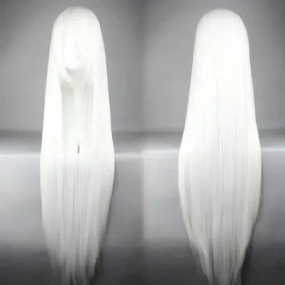 Immagine prodotto di Parrucche lunghe bianche lisce 100cm cosplay anime capelli sintetici per sessioni fotografiche.