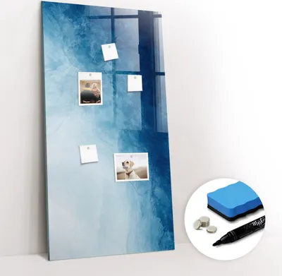 Produktbild von Magnetpinnwand Memoboard - Zubehörsatz - Schwarzer Marker + Schwamm + Magnete - 60 x 120 cm - Wasserentnahme