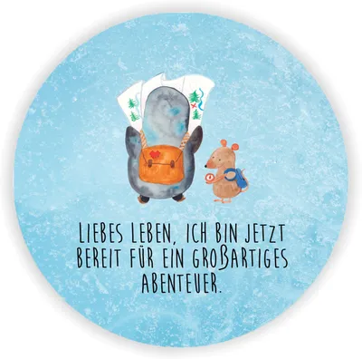 Produktbild von Mr. & Mrs. Panda magnet Pinguin & Maus Wanderer - Eisblau - Geschenk, Wandern, für kühlschrank, Abenteuer, Kühlschrankmagnet, magnettafel, Pinguine, pinnwand