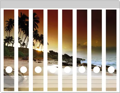 Produktbild von Wallario Ordnerrücken Sticker, selbstklebend für schmale Ordner, 8 Stück, Motiv Sri Lanka - Palmenstrand mit Sonnenuntergang