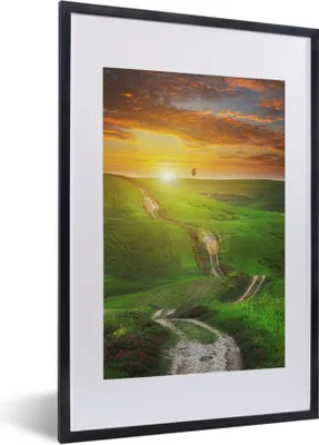 Produktbild von MuchoWow® MuchoWow® Gerahmtes Poster Toskana - Sonne - Hügel 40x60 cm - Poster mit zchwarzem Bilderrahmen - Poster in Rahmen