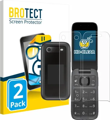 Produktbild von 2x Für Nokia 2660 Flip (Display+Rückseite) Schutzfolie BROTECT Displayschutz Display Schutz Folie Klar Transparent