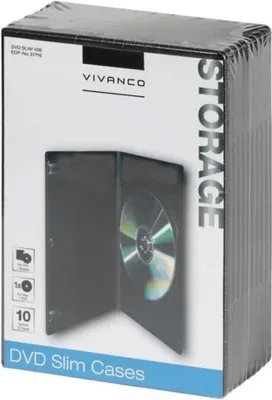 Produktbild von VIVanco™Hochwertige dünne CD/DVD Schutzhülle, 10er Pack, Robuste Medienhüllen mit Coverfenster & Booklet-Halter, in Schwarz