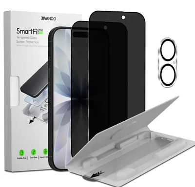 Produktbild von 2-Pack iPhone 17 Displayschutzfolie Privacy & 1-Pack Kameraschutz - Gehärtetes Glas | [Automatische Installation] - Blasenfrei