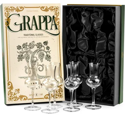 Grappa-Gläser Set 6er, 90 ml, Kristall, langstielig