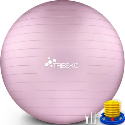 Produktbild von TRESKO Gymnastikball (Priness-Pink, 55cm) mit Pumpe Fitnessball Yogaball Sitzball Sportball Pilates Ball Sportball