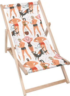 Produktbild von Dreamroots Liegestuhl klappbar Holz bis zu 130 kg, Sonnenliege klappbar mit 3-stufiger Neigungsregulierung der Rückenlehne, Summer Time